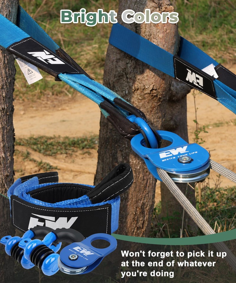 NIXFACE Offroad Recovery Kit - 10-Ton Snatch Block Pulley, 3" x8'Tree Saver (36,000lbs), Two 3/4" D-Ring Shackles with Portable Storage Bag Essential Tool Equipment for Recover Stuck Vehicle - Image 2