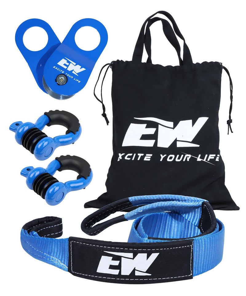 NIXFACE Offroad Recovery Kit - 10-Ton Snatch Block Pulley, 3" x8'Tree Saver (36,000lbs), Two 3/4" D-Ring Shackles with Portable Storage Bag Essential Tool Equipment for Recover Stuck Vehicle - Image 1