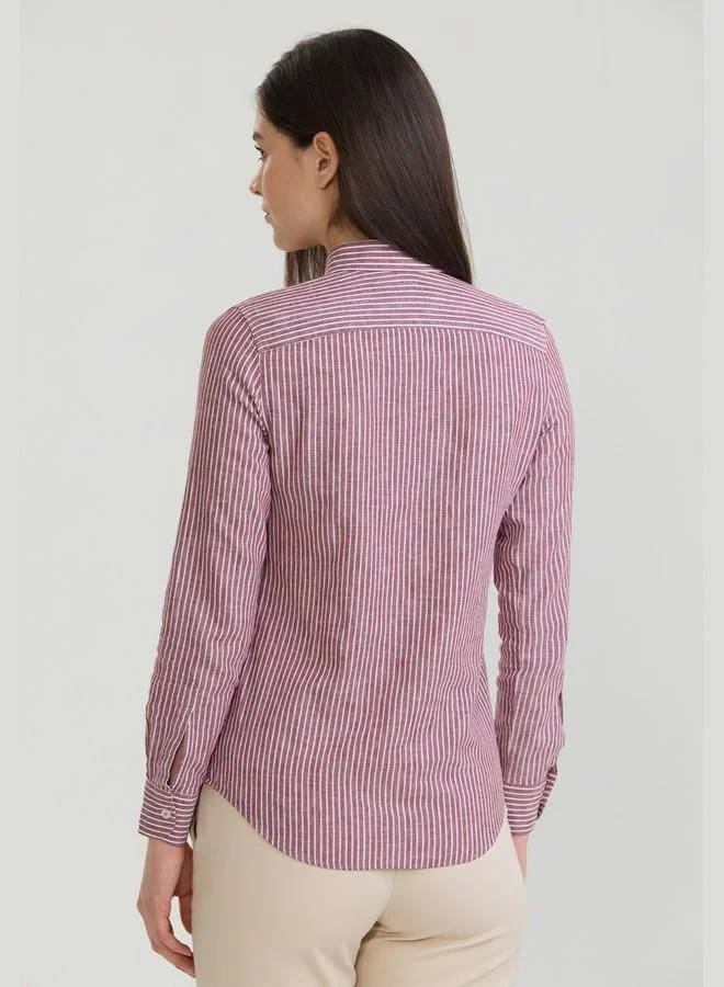 FELIX HARDY Women's Cotton Linen Blend Long Sleeve Blouse Shirt