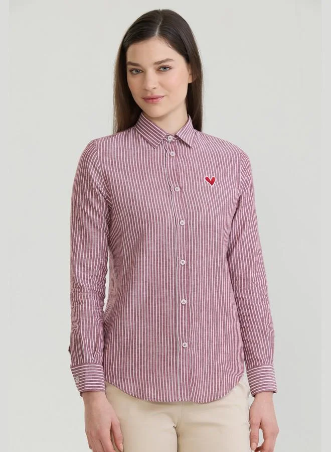 FELIX HARDY Women's Cotton Linen Blend Long Sleeve Blouse Shirt