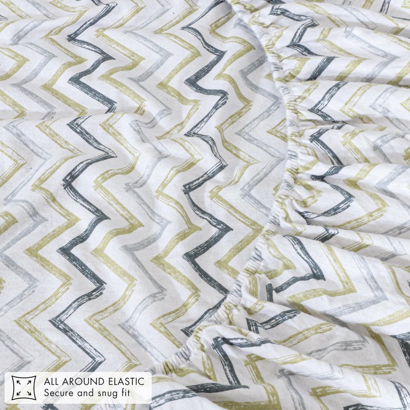 ZOYER Flannel Sheets King Size - 100% Cotton Double Brushed King Size Sheets Set - Deep Pockets 16 Inches Bed Sheets - All Seasons Breathable & Extra Soft - Warm & Cozy, 4 Piece, Zig & Zag - Image 5