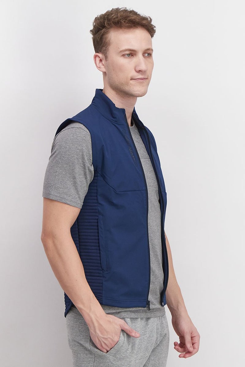 UNDER ARMOUR Men Loose Fit Golf Windbreaker Vest Jacket , Navy - Image 4