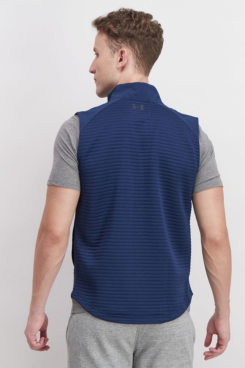 UNDER ARMOUR Men Loose Fit Golf Windbreaker Vest Jacket , Navy - Image 3