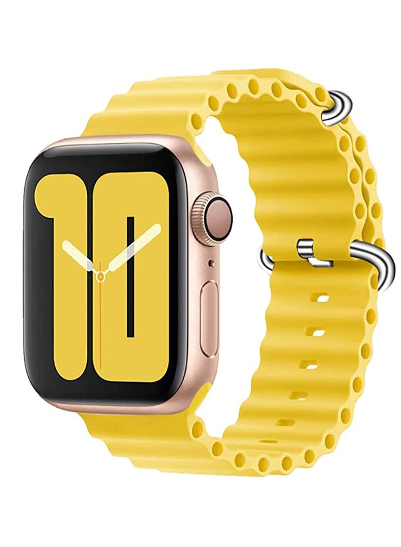 Silicon Replacement Strap For Apple Watch Series 7 And Series 8 (45mm) And Apple Watch Ultra (49mm) - Yellow - Image 1