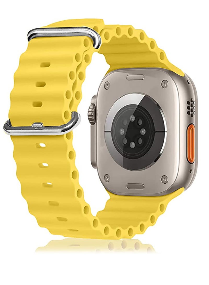 Silicon Replacement Strap For Apple Watch Series 7 And Series 8 (45mm) And Apple Watch Ultra (49mm) - Yellow - Image 3