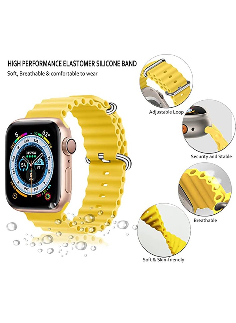 Silicon Replacement Strap For Apple Watch Series 7 And Series 8 (45mm) And Apple Watch Ultra (49mm) - Yellow - Image 2