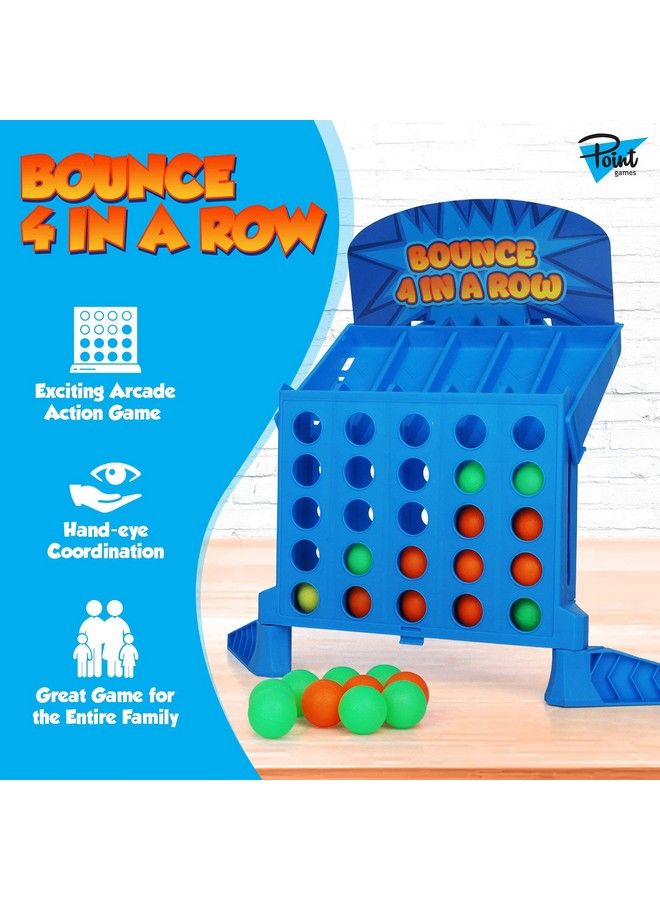 Point Games Bounce 4 In A Row Travel Friendly Storage Case Classic Board Games W Twist Line Up 4 Classic Game Strategical Thinking And Aim Practice Portable Toys For Boys And Girls Ages 6+ - Image 3