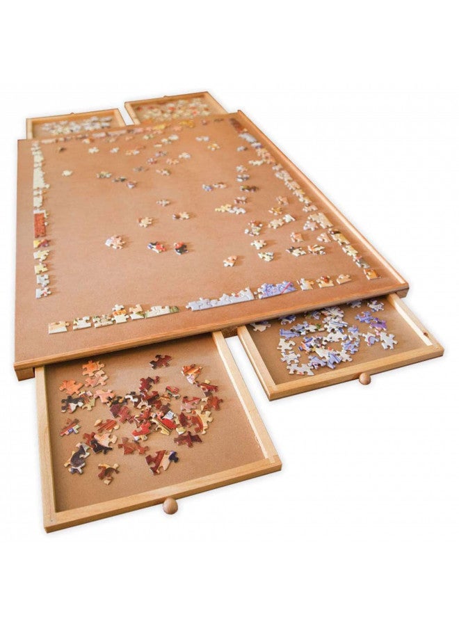 Bits and Pieces Bits and Pieces - 1500 Piece Puzzle Board with Drawers - Jumbo Wooden Puzzle Plateau Portable Puzzle Table 26"x 34" - Tabletop Deluxe Jigsaw Puzzle Organizer and Puzzle Storage System Gift for Mom  - Image 1