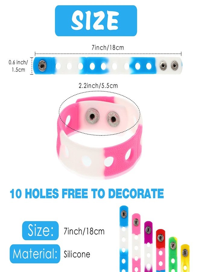 MTLEE 20 Pcs Silicone Charm Bracelets Bulk 7 Inch Rubber Charm Bracelets Adjustable Silicone Wristbands Cute Rubber Bands Swimming Identify Birthday Gifts for Kids Boys Girls Shoe Party Favors - Image 2