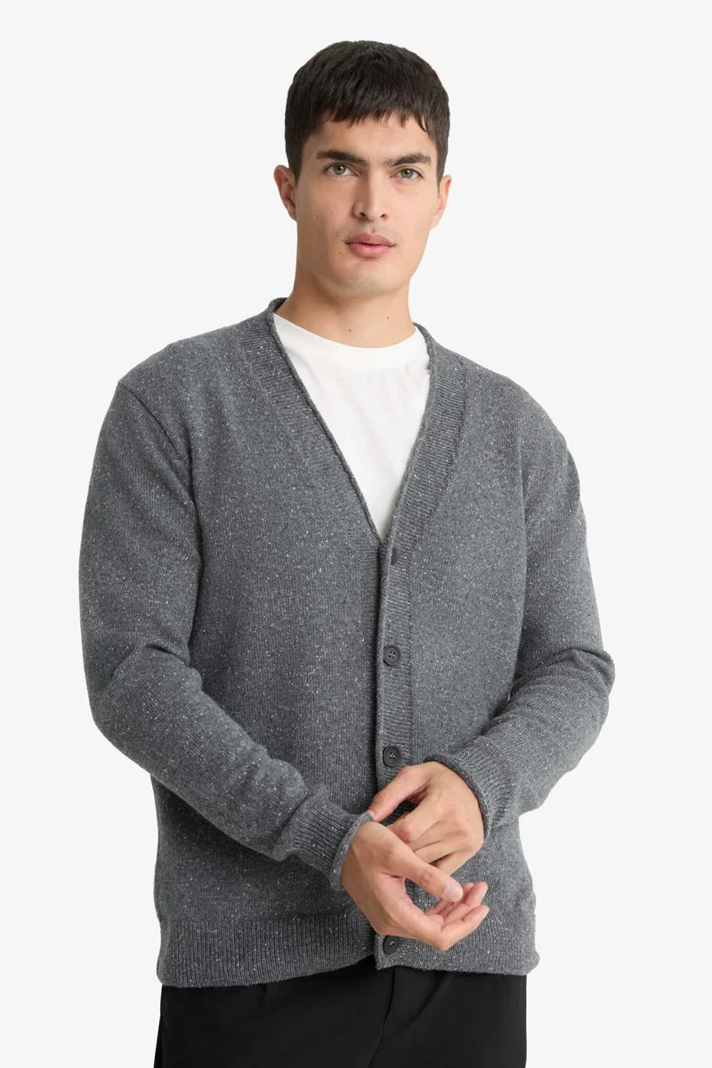 Defacto  Relax Fit V-Neck Knitwear Cardigan for Men | Best Price UAE