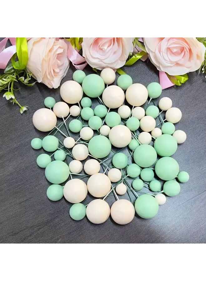 Green and Beige Foam Cake Decorations 28pcs Mixed Sizes for Birthday Wedding Carnival Christmas - Image 1