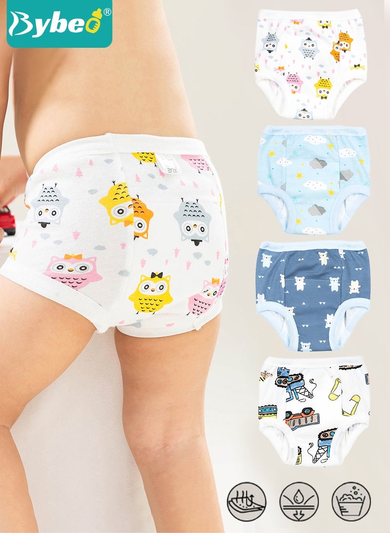 Bybeo 4 Pieces Baby Potty Training Underwear, Breathable Potty Training Pants, 6 Layers Cotton Absorbent Baby Trainer Pants for Infants Boys and Girls Waterproof, High Quality, Pinch-proof Leg Design - Image 1