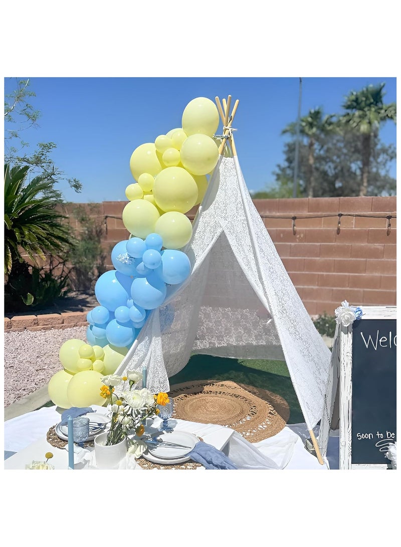 بوكسوودس 60 قطعة من البالونات الباستيل باللون الأزرق الفاتح والأصفر لحفلات استقبال الطفل والكشف عن جنس الطفل وديكور حفلات أعياد الميلاد - Image 4