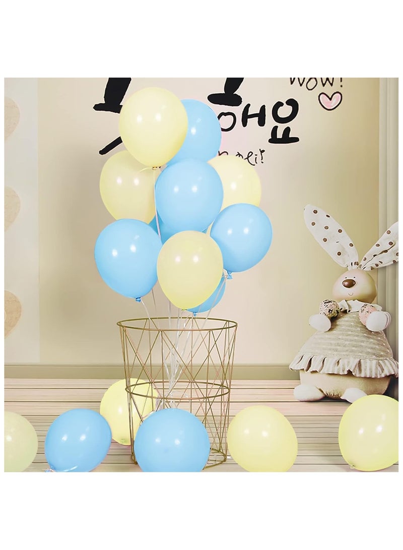 بوكسوودس 60 قطعة من البالونات الباستيل باللون الأزرق الفاتح والأصفر لحفلات استقبال الطفل والكشف عن جنس الطفل وديكور حفلات أعياد الميلاد - Image 5