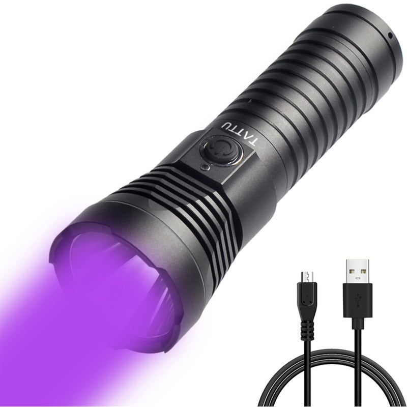 TATTU U3 UV Flashlight Rechargeable 395nm Black Light Torch Blacklight 10W Ultraviolet LED Lamp with Micro USB Charging Cable - Image 1