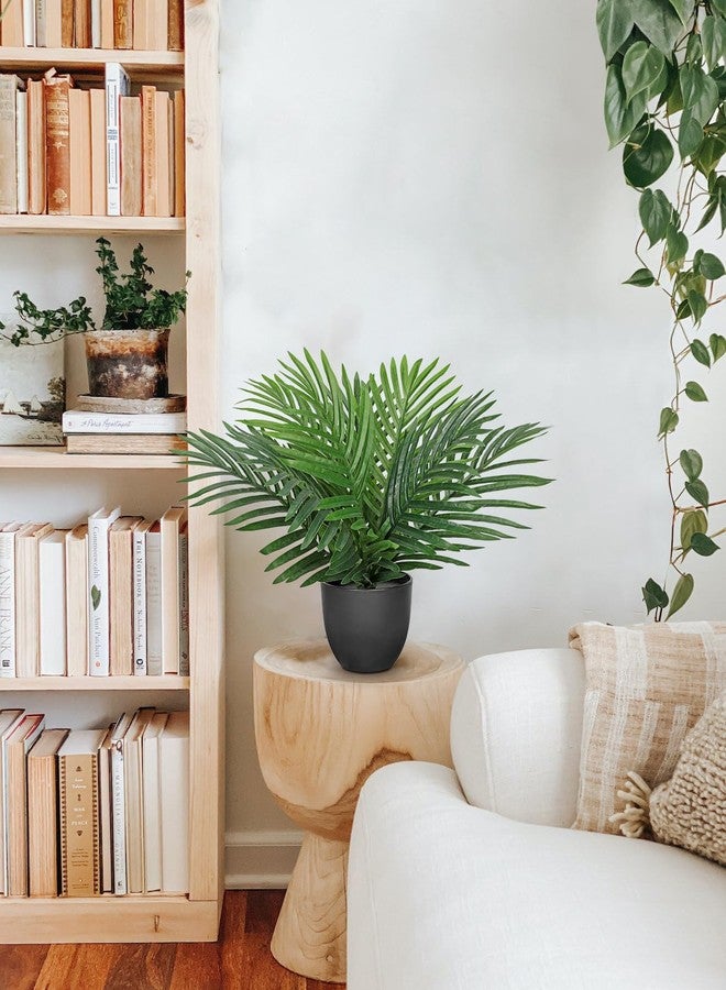 DILATATA 17” Artificial Palm Tree Indoor Palm Plant Faux Potted Plants Indoor Fake Tropical Palm Tree Silk Plants for Home Office Decor - Image 3