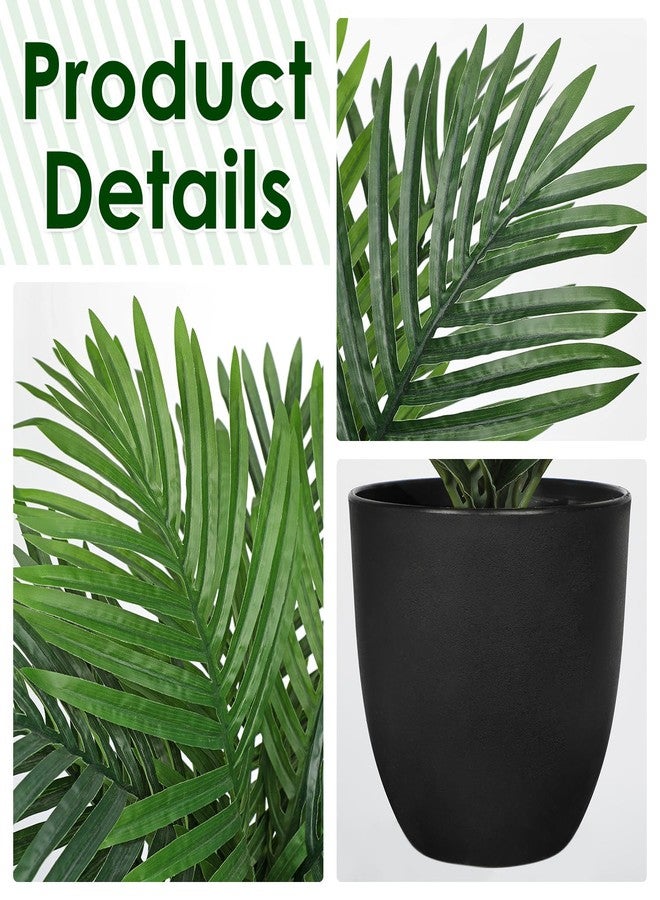 DILATATA 17” Artificial Palm Tree Indoor Palm Plant Faux Potted Plants Indoor Fake Tropical Palm Tree Silk Plants for Home Office Decor - Image 2
