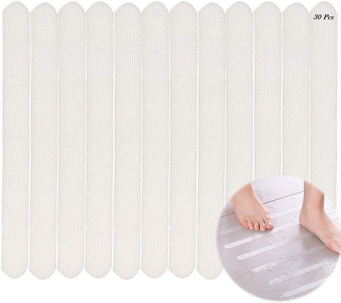 NONSLIP TRANSPARENT SHOWER STRIPS TREADS TRANSPARENT TUBS MAT FOR BATHROOM SHOWER STRIPS APPLIQUES ADHESIVE FOR BOAT POOL STAIRS STEPS PACK OF 30