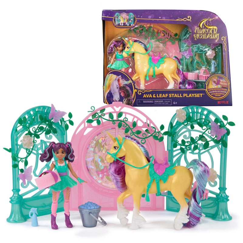 Unicorn Academy Ava Doll ColorChange Leaf Stall Playset Easter Gifts Idea Includes 15 Accessories Dolls Unicorn Toys for Girls Ages 4 and up - Image 2