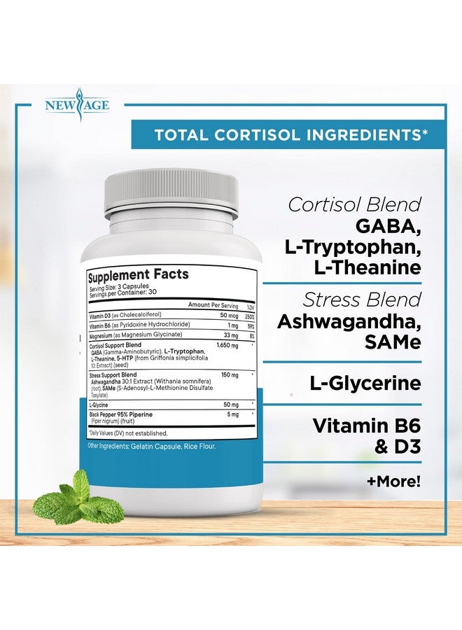 NEW AGE Cortisol Supplement for Women - Natural Cortisol Detox Manager Reducer - Ashwagandha, GABA, 5 HTP, L-Tryptophan, L-Theanine - 180 Count - Image 5