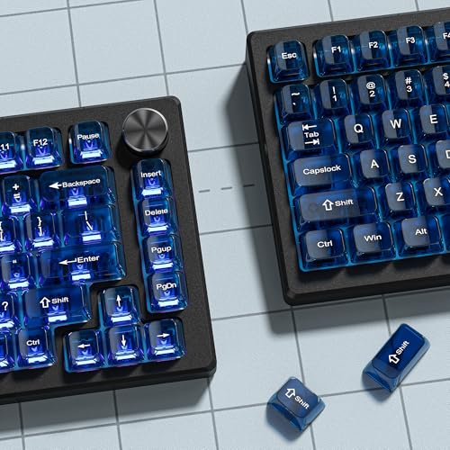 dagaladoo Dark Blue Clear keycaps,Transparent keycaps 75 Percent,Jelly keycap Set,Shine Through Key caps.,MDA Profile Keyboard Key Cap for Mx Switches Mechanical Keyboard - Image 3