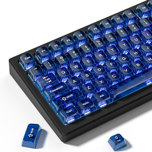 dagaladoo Dark Blue Clear keycaps,Transparent keycaps 75 Percent,Jelly keycap Set,Shine Through Key caps.,MDA Profile Keyboard Key Cap for Mx Switches Mechanical Keyboard - Image 1