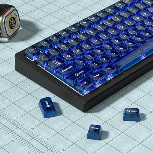 dagaladoo Dark Blue Clear keycaps,Transparent keycaps 75 Percent,Jelly keycap Set,Shine Through Key caps.,MDA Profile Keyboard Key Cap for Mx Switches Mechanical Keyboard - Image 4