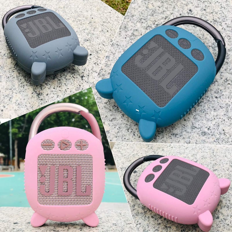JCHPINE Silicone Cover Case for JBL Clip 4 Portable Bluetooth Speaker, Protective Carrying Case for JBL Clip 4 Portable Bluetooth Speaker Stand Up Holder (Blue) - Image 3