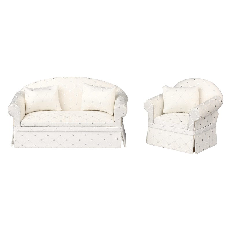 Inusitus White Dollhouse Sofa Couch, Mini Loveseat for 6 Inch Dolls, 1:12 Scale Living Room Furniture, Doll House Accessory - Image 5