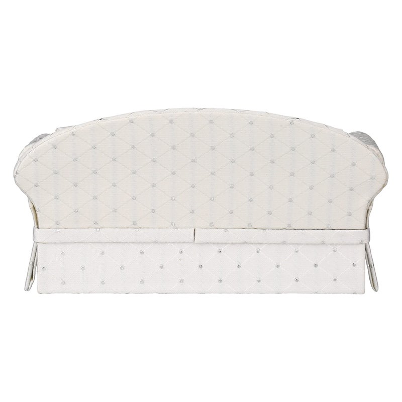 Inusitus White Dollhouse Sofa Couch, Mini Loveseat for 6 Inch Dolls, 1:12 Scale Living Room Furniture, Doll House Accessory - Image 3
