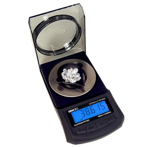 GemOro Platinum PCT251 | Durable Precise Jewelers Premium Class Carat Mini Scale | Digital Precision Tool with Expert Professional Reading & Accuracy 250ct x 0.005ct Readability (Black) - Image 1