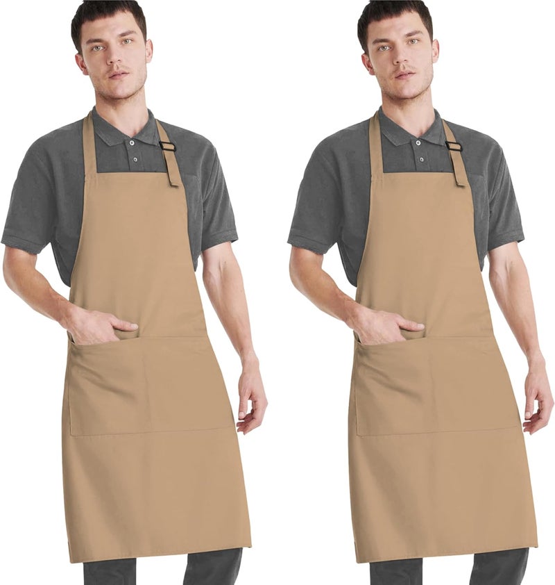 CRASOME Apron for Men Women Chef Cooking Restaurants Gardening Workshop Barbers with Adjustable Strap and Two Pockets - Image 1