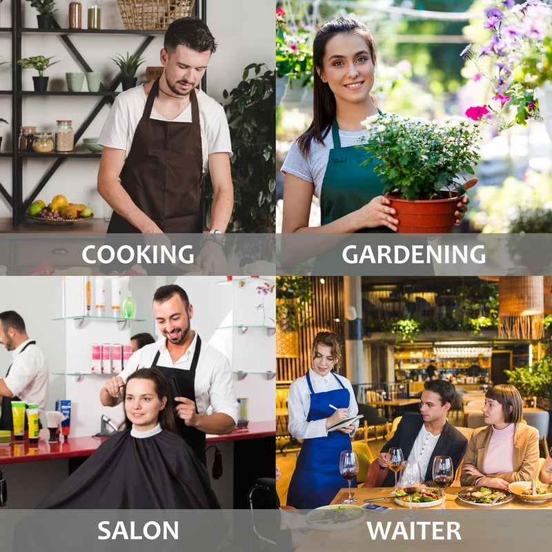 CRASOME Apron for Men Women Chef Cooking Restaurants Gardening Workshop Barbers with Adjustable Strap and Two Pockets - Image 5