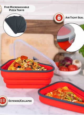 🍕 The Perfect Pizza Pack™ - Reusable Pizza Storage Container with 5 Microwavable Serving Trays - Adjustable Pizza Slice Container to Organize & Save Space - BPA Free, Microwave, & Dishwasher Safe - pzsku/ZDB0003F4BC45B33BA1F5Z/45/_/1702241210/86ea155c-5a56-49b0-8901-f702b0f0200b