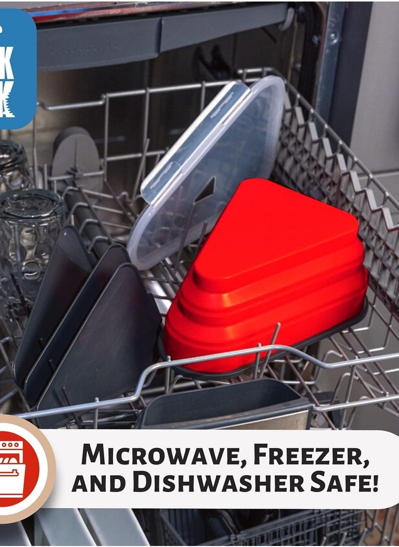 🍕 The Perfect Pizza Pack™ - Reusable Pizza Storage Container with 5 Microwavable Serving Trays - Adjustable Pizza Slice Container to Organize & Save Space - BPA Free, Microwave, & Dishwasher Safe