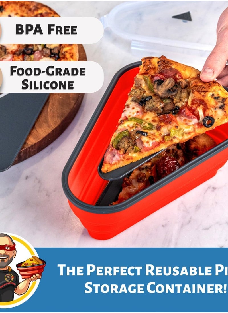 🍕 The Perfect Pizza Pack™ - Reusable Pizza Storage Container with 5 Microwavable Serving Trays - Adjustable Pizza Slice Container to Organize & Save Space - BPA Free, Microwave, & Dishwasher Safe