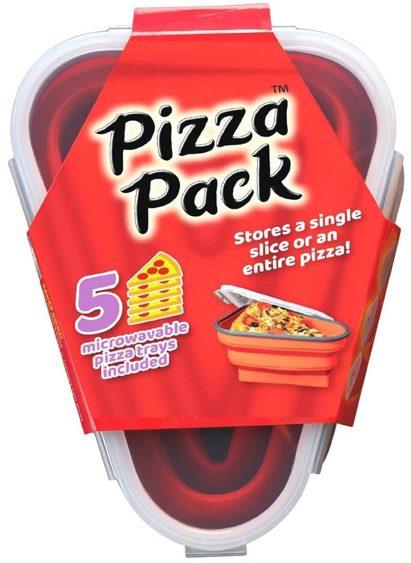 🍕 The Perfect Pizza Pack™ - Reusable Pizza Storage Container with 5 Microwavable Serving Trays - Adjustable Pizza Slice Container to Organize & Save Space - BPA Free, Microwave, & Dishwasher Safe