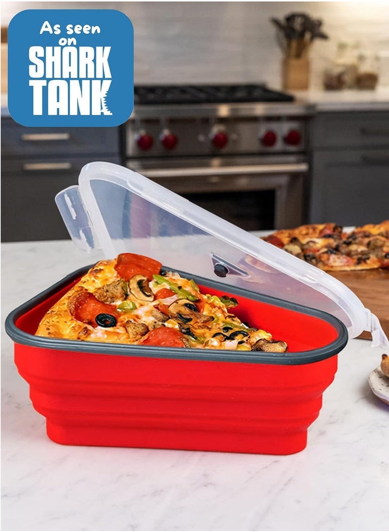 🍕 The Perfect Pizza Pack™ - Reusable Pizza Storage Container with 5 Microwavable Serving Trays - Adjustable Pizza Slice Container to Organize & Save Space - BPA Free, Microwave, & Dishwasher Safe
