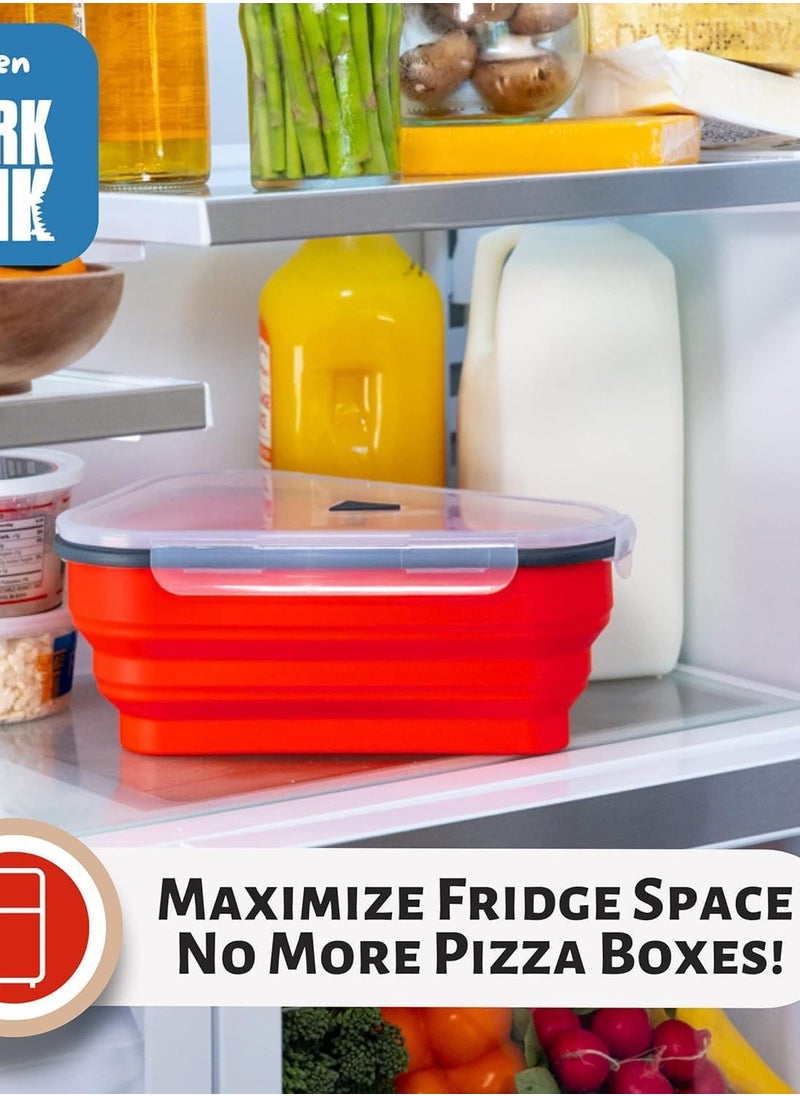 🍕 The Perfect Pizza Pack™ - Reusable Pizza Storage Container with 5 Microwavable Serving Trays - Adjustable Pizza Slice Container to Organize & Save Space - BPA Free, Microwave, & Dishwasher Safe
