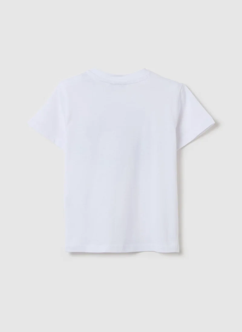او في اس Cotton T-Shirt With ''My New Friend'' Puppy Print