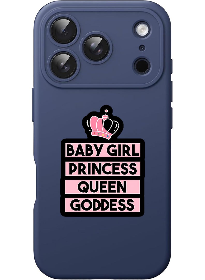 Theodor Protective Slim Fit Case Liquid Silicone Cover with Full Body Protection Anti-Scratch Shockproof Case For Apple iPhone 17 Pro (Blue) Baby Girl Princess - Image 1