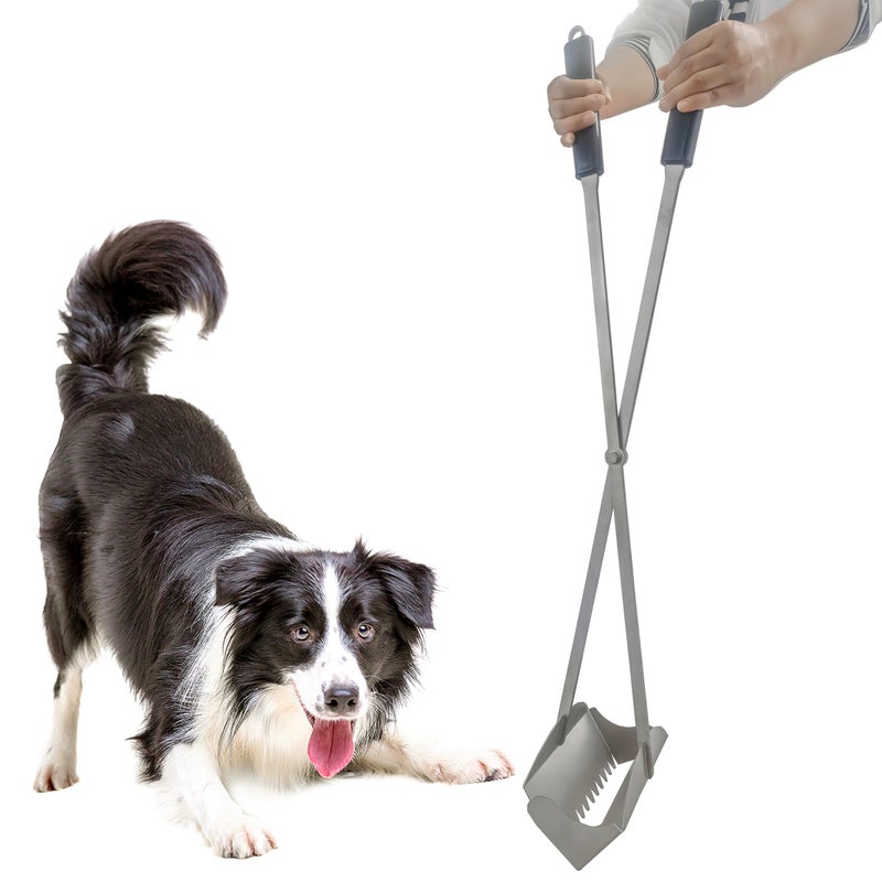 Heavy Duty Pooper Scooper 38 Stainless Steel Long Handle Dog Pooper Scooper with Teeth for Large Dogs Outdoor Pet Waste Removal Shovel Waste Pickup Yard Grass Use Leaves Cleaning