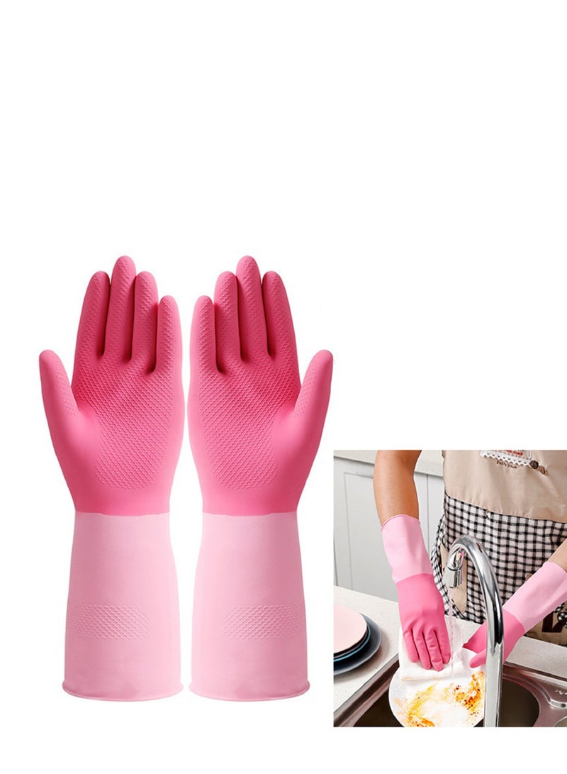 1 Pair Dishwashing Cleaning Gloves Non-slip Reusable Waterproof Household Kitchen Dishwashing Glove,For Kitchen Cleaning Food Handling Working Painting Gardening - Image 1