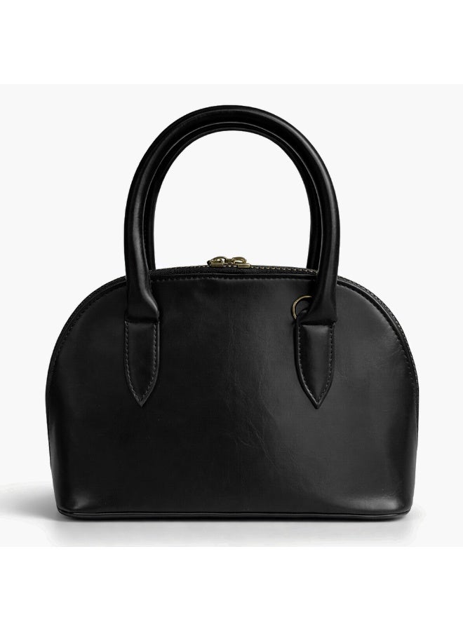Classic "Dom" women's handbag in premium leather - with gold accents, featuring a top handle and adjustable shoulder strap - perfect for special occasions and work - Image 3