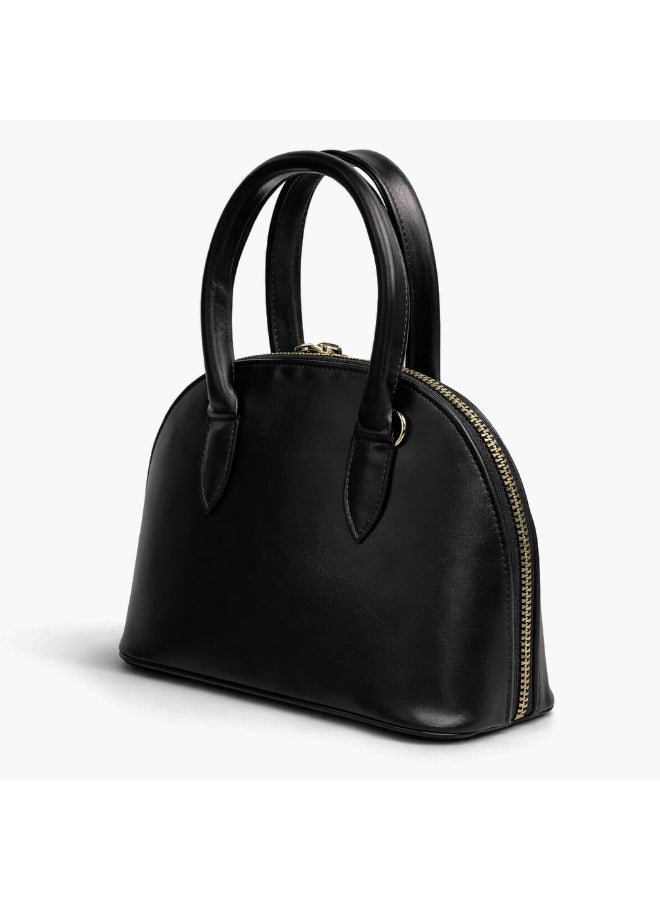 Classic "Dom" women's handbag in premium leather - with gold accents, featuring a top handle and adjustable shoulder strap - perfect for special occasions and work - Image 4