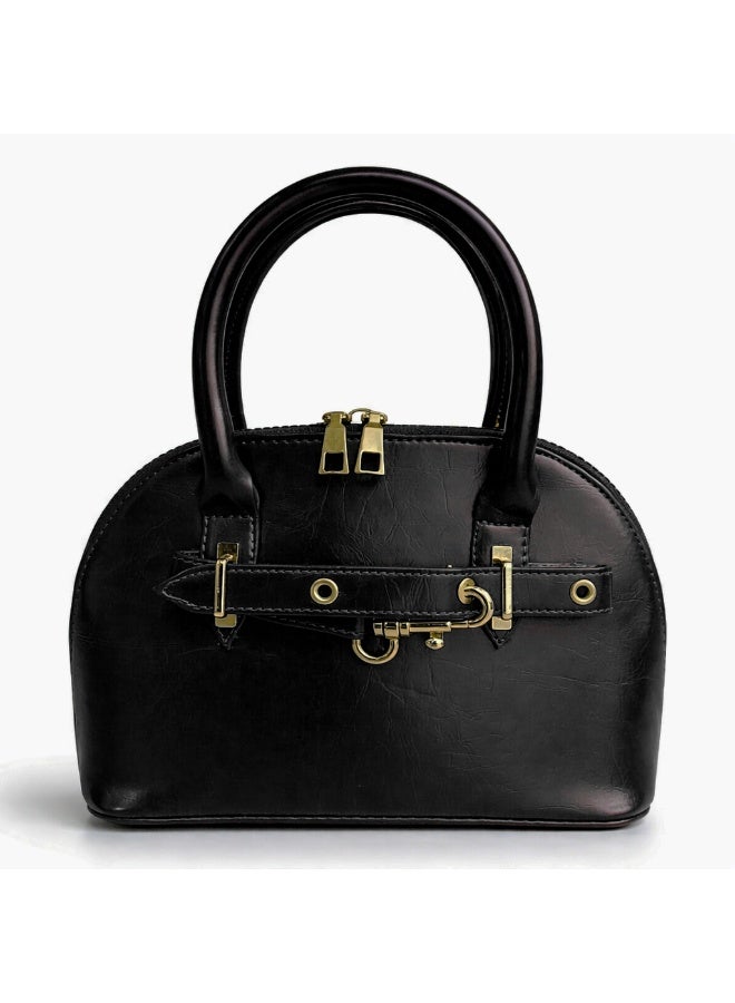 Classic "Dom" women's handbag in premium leather - with gold accents, featuring a top handle and adjustable shoulder strap - perfect for special occasions and work - Image 2