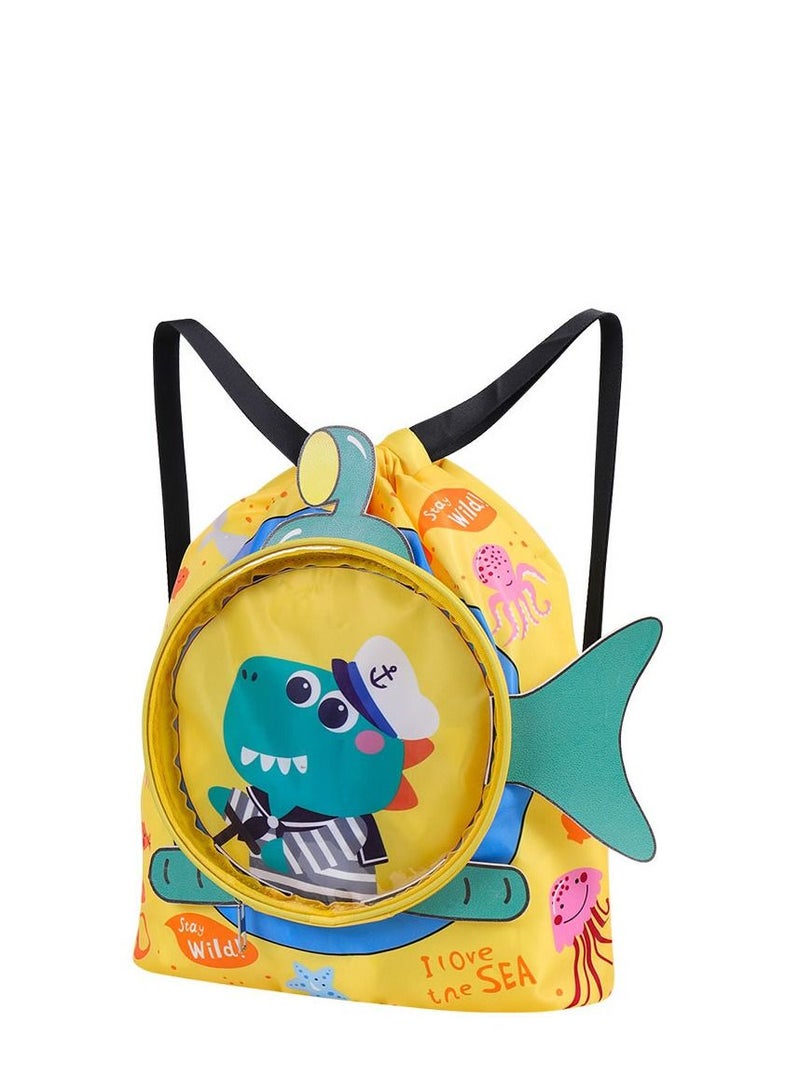 NIBEMINENT Children's Dry and Wet Separation children's swimming bag, beach sports fitness Portable Drawstring Backpack Waterproof Gym Sports Pool Beach Gear - Image 1
