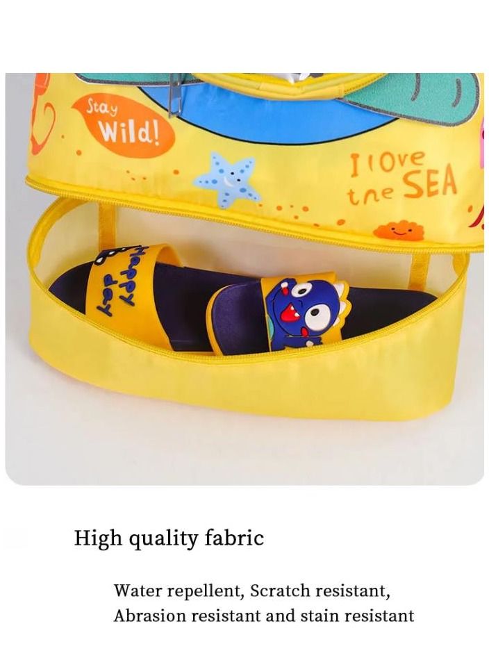 NIBEMINENT Children's Dry and Wet Separation children's swimming bag, beach sports fitness Portable Drawstring Backpack Waterproof Gym Sports Pool Beach Gear - Image 3