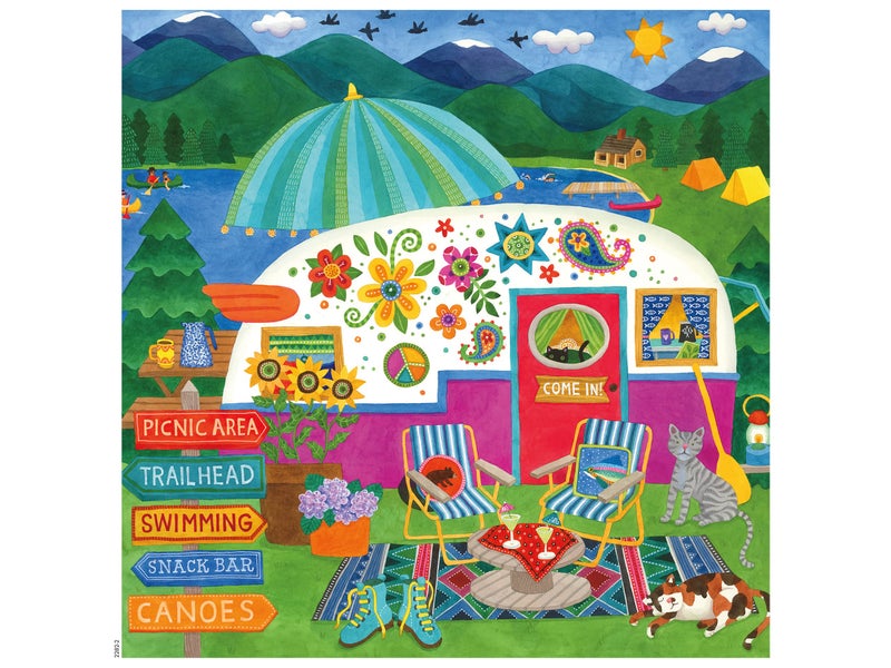 Ceaco - Happy Camper - Lake Camper - Oversized 300 Piece Jigsaw Puzzle - Image 1