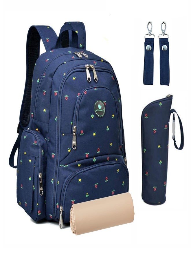 Motherly Elite Diaper Bag for Mothers for Travel, Maternity Bag for Newborn Baby, Mother Travelling Bag, Multiple Pocket Water Resistant Hospital Bag for moms with complimentary offers (Blue Flower) - Image 1
